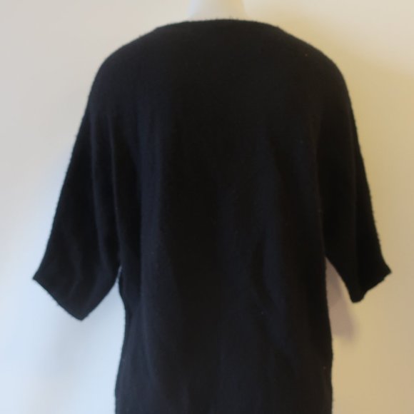 *Womens Cashmere Cashmere Black Round Hem Short Sleeve Sweater S - Picture 9 of 16